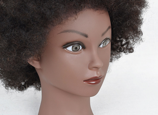 Cabello crudo verdadero cabeza de maniquí peluquero de alta calidad entrenamiento real salón americano africano maniquí cosmetología cabeza de muñeca proveedor