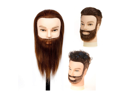 100% Cabello humano Hombres maniquí con barba Barbero entrenamiento peluquero Cabeza de muñeca Cabeza de maniquí hombre proveedor