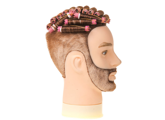 Cabeza de maniquí masculina de reina romántica con cabello, maniquí de cabello humano para hombres, cosmetología, cabeza de maniquí de 8 pulgadas con cabello humano proveedor