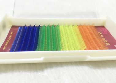 Extensiones de pestañas postizas reales de grosor personalizado C Curl 8mm 10mm 12mm 14mm 4 colores / juego proveedor